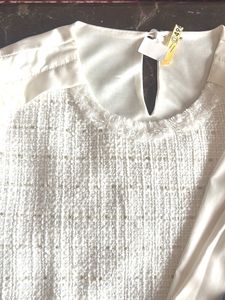 Elegant White Tweed Blouse