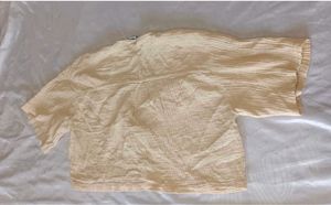 Cream Textured Button-Up Baggy Crop Top