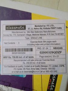 Classmate Notebook,Set of 3, 384 Pages Each