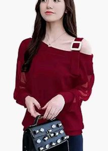 Maroon Off Shoulder Top