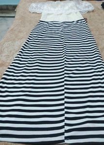 Striped Off-Shoulder Maxi Dress
