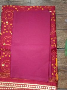 Vibrant Red Bandhani Saree