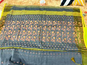 Elegant Grey Dhakai Jamdani Saree only