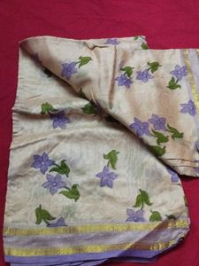Cream Floral Saree