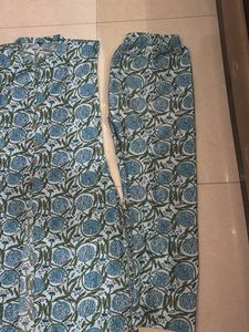 Blue Floral Print Kurta with Pants