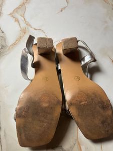 Sparkling Silver Block Heels