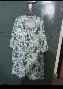 Blue &amp; White Printed kurti