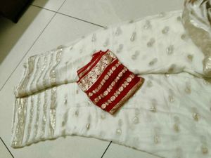 Elegant White Saree with Gold Border