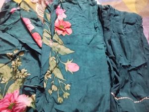 Elegant Teal Kurta Set with Floral Embroidery