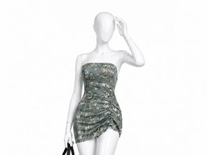 Strapless Floral Ruched Mini Dress