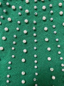 Emerald Green Pearl Embellished Turtleneck