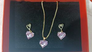 Heart Pendant Necklace & Earrings Set