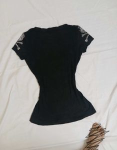 Y2K Sparkling Skull fitted top