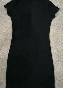 Tokyo Talkies Black Textured Bodycon Dress