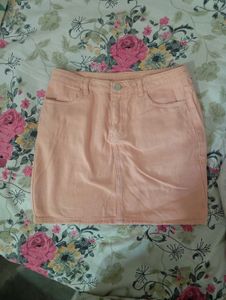 Peach Denim Mini Skirt