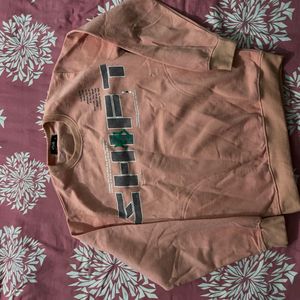 Peach Graphic Print Sweatshirt