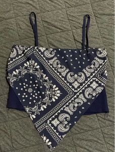 Red and blue Bandana Crop Top(2)