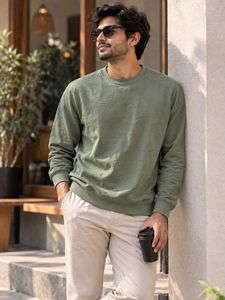 Men's Green Cotton Blend Sweatshirt