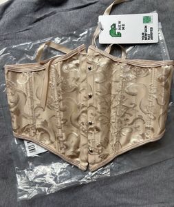 Champagne Ethnic Motif Corset Top