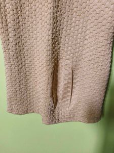 Textured Beige Short Sleeve Top