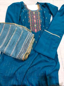 Elegant Teal Embroidered Salwar Suit