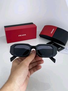 PRADA Black Rectangular Sunglasses FOR UNISEX