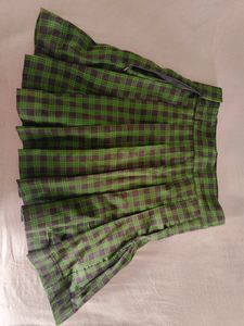Green & Black Plaid Pleated Mini Skirt