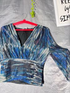 Abstract-print V-neck top