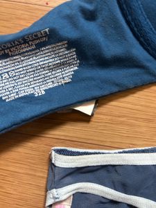 Blue Lace Trim Bra &amp; Panty Set