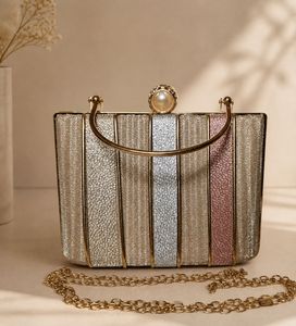 Brand New Sparkling Striped Evening Clutch Bag