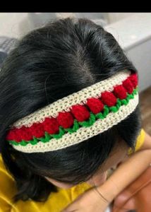 Crocheted Strawberry Headband