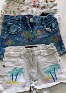 Fruity Print Denim Shorts
