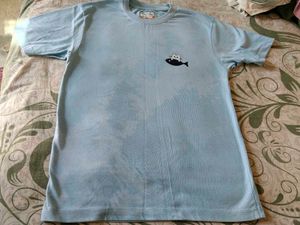 Light Blue T-Shirt with Cute Cat Design