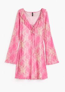 Pink Floral Mesh Mini Dress
