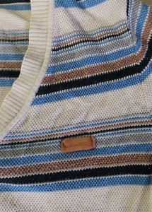 Striped V-Neck Knit Sweater