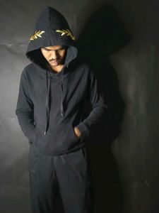 Black Hoodie with Embroidery