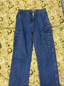 Blue Denim Cargo Pants