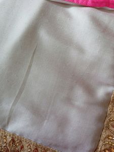 Designer Cream And Peach Colour Saree