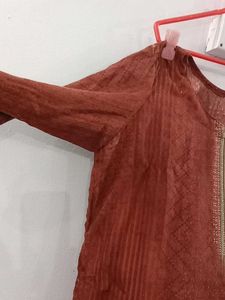 Elegant Brown Embroidered Salwar Kameez