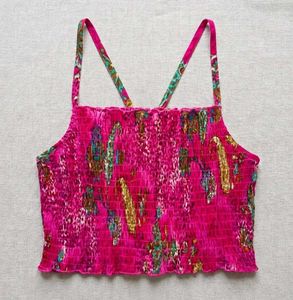Vibrant Smocked Crop Top