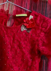 Sparkling Red Lace Top for Girls