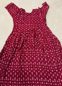 Maroon Embroidered Kurta