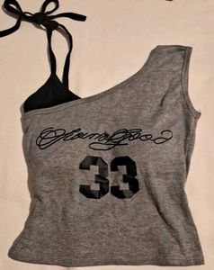 Y2k Graphic Print One-Shoulder Tank Top