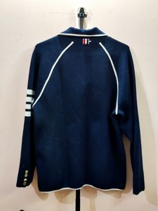 Thom browne Navy Blazer With Striped Arm &amp; Gold An
