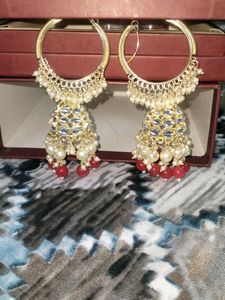 Pearl &amp; Stone Hoop Earrings