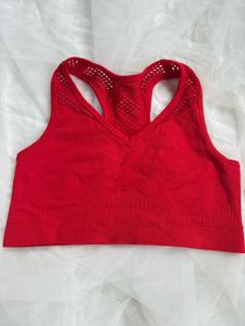 Red Seamless Sports Bra