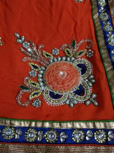 Heavy Saree Dark + Light Saffron/ Orange Colour