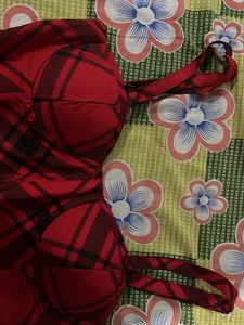 Red Plaid Smocked Top