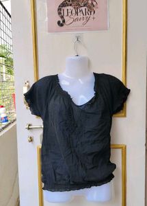 Boho Black Embroidered Top
