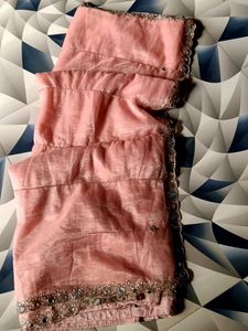 Elegant Peach Embellished Saree
